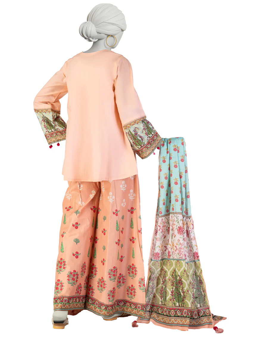 PEACH LAWN 3PC STITCHED | JLAWN-S-25-144/S FUS - Image 2