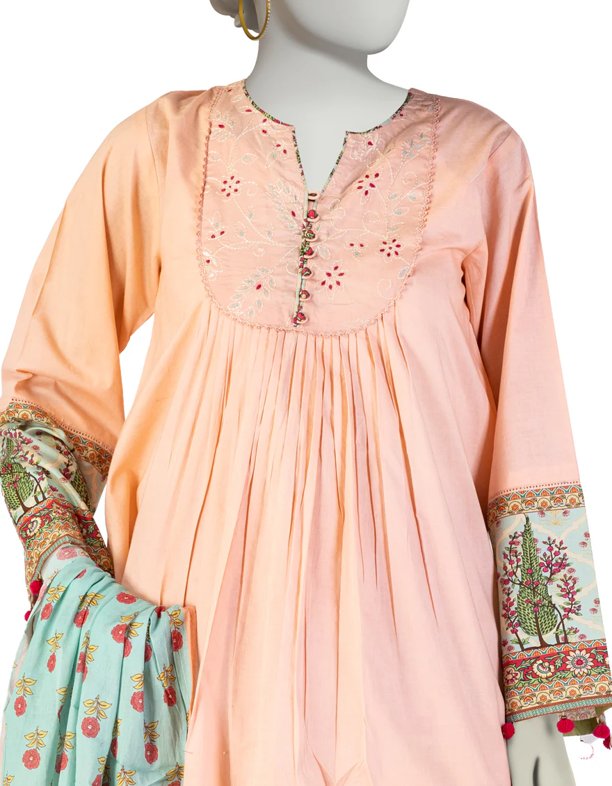 PEACH LAWN 3PC STITCHED | JLAWN-S-25-144/S FUS - Image 3