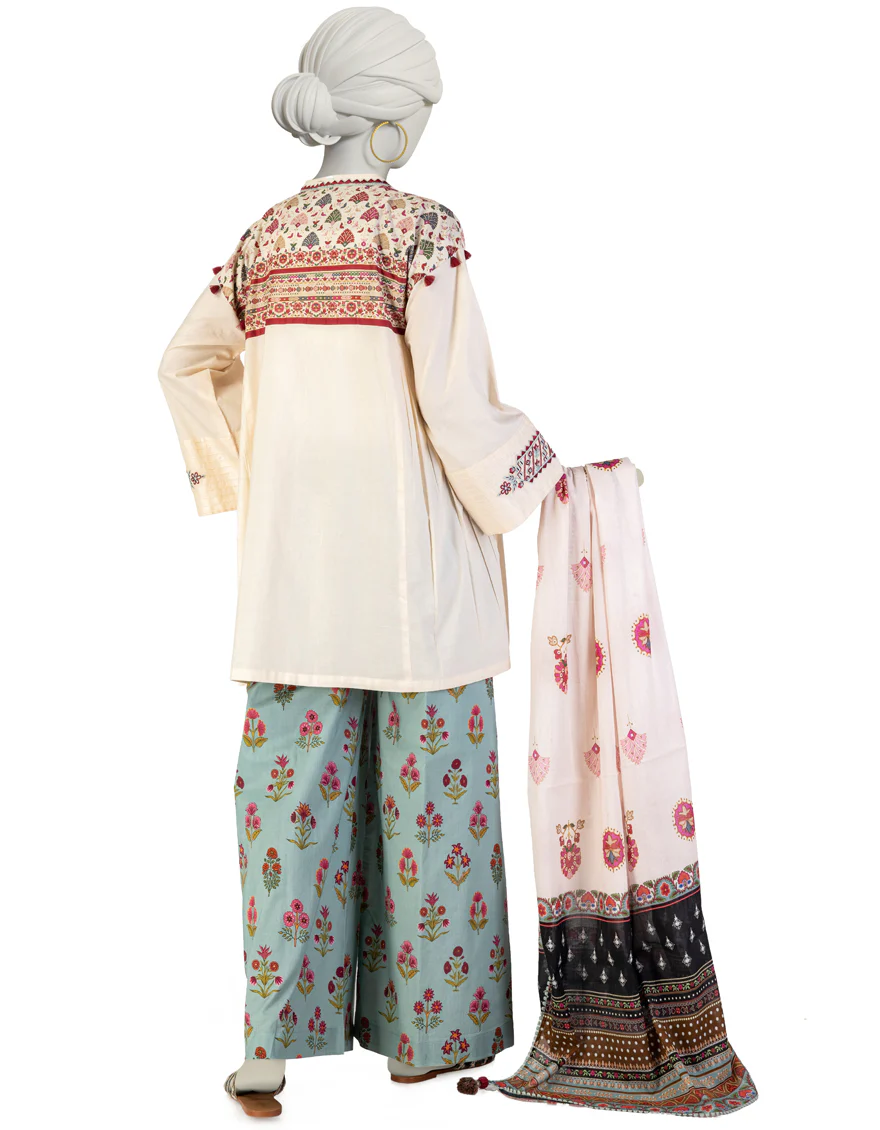 BEIGE LAWN 3PC STITCHED | JLAWN-S-25-145/S FUS - Image 2