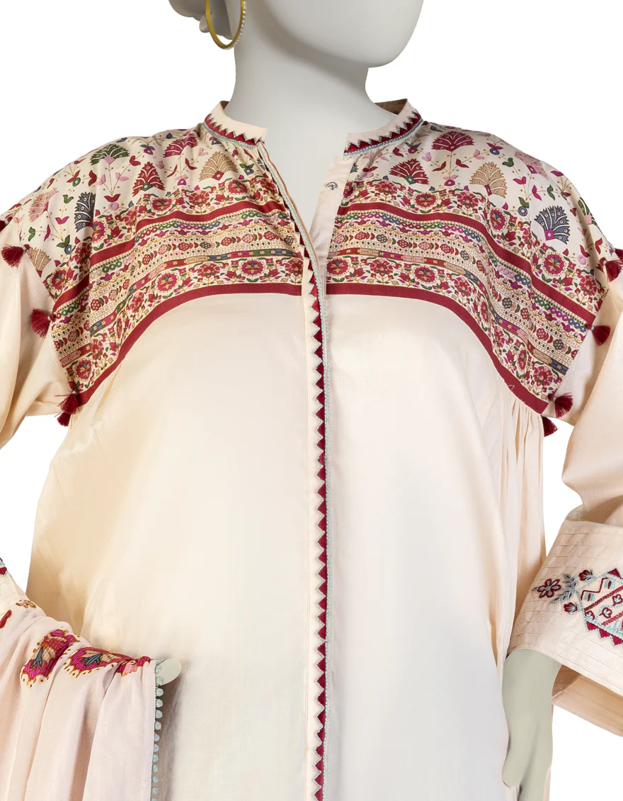 BEIGE LAWN 3PC STITCHED | JLAWN-S-25-145/S FUS - Image 3