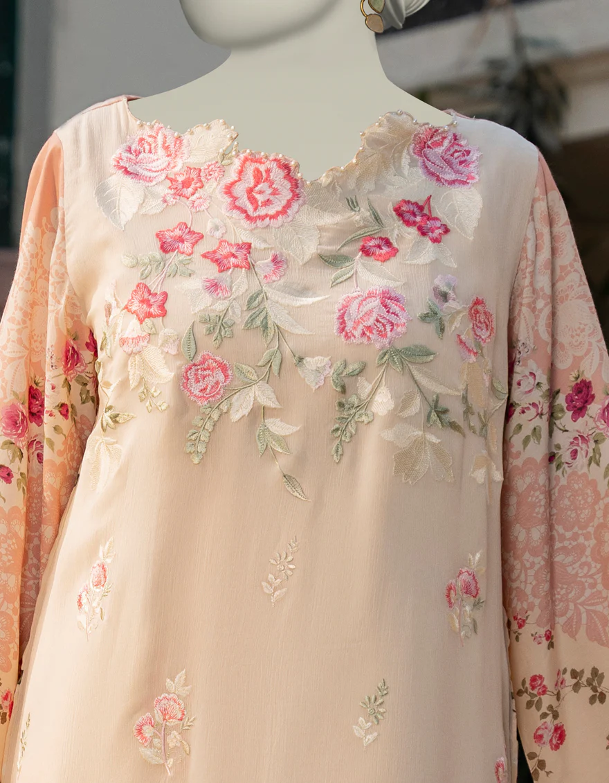 CREAM CHIFFON 3PC STITCHED | JLAWN-S-25-150/S PAS - Image 2