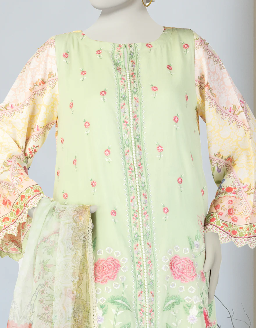 GREEN CHIFFON 3PC STITCHED | JLAWN-S-25-151/S PAS - Image 3