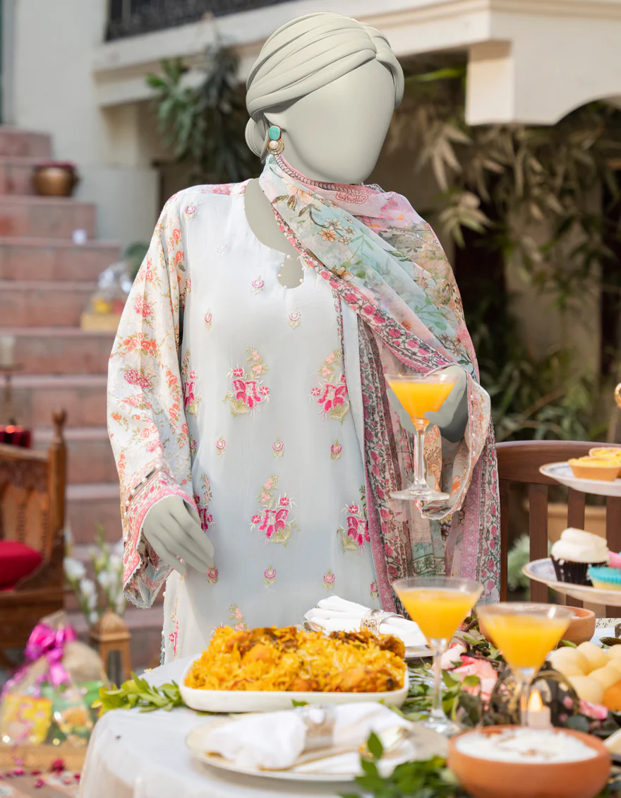 BLUE CHIFFON 3PC STITCHED | JLAWN-S-25-152/S PAS - Image 3