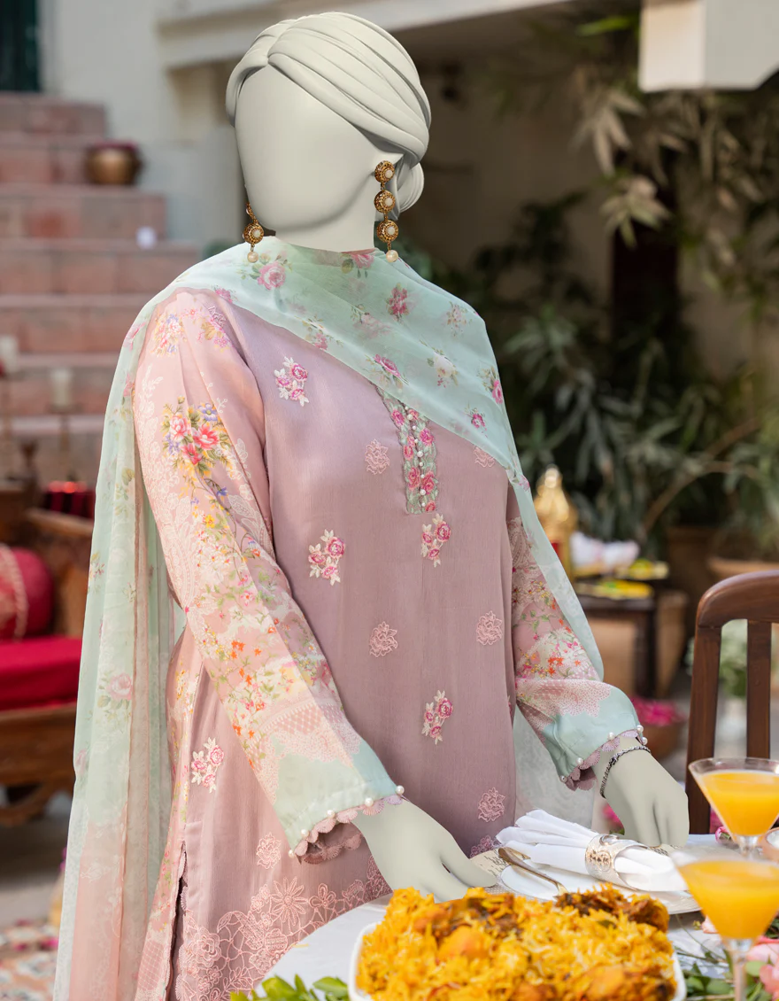 PINK CHIFFON 3PC STITCHED | JLAWN-S-25-153/S PAS - Image 2