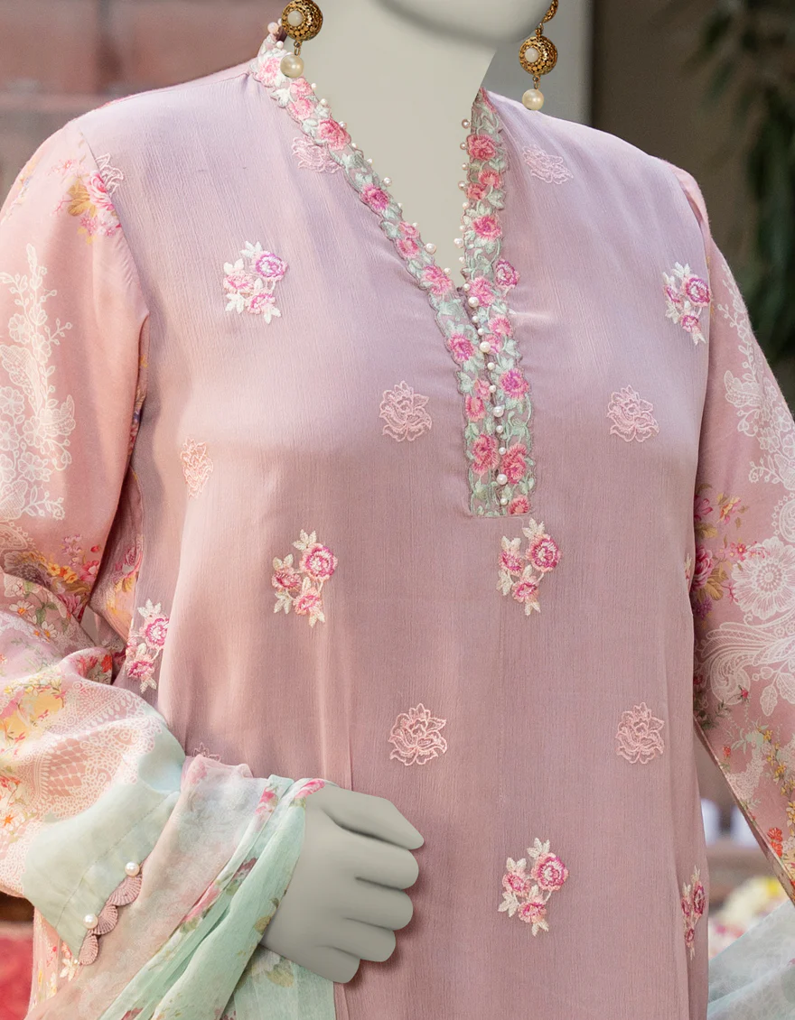 PINK CHIFFON 3PC STITCHED | JLAWN-S-25-153/S PAS - Image 3