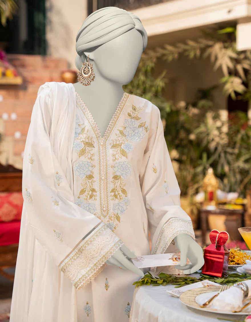 WHITE LAWN 3PC STITCHED | JLAWN-S-25-161/S SCH - Image 3
