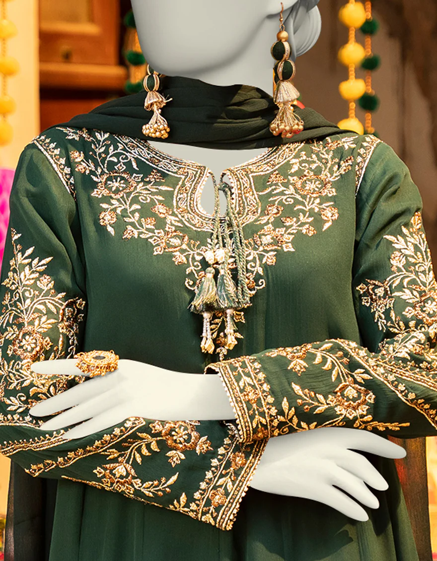 GREEN CHIFFON 3PC STITCHED | JLAWN-S-25-163/S SHI - Image 2