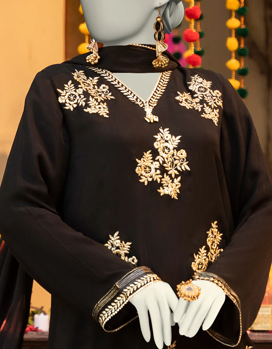 BLACK CHIFFON 3PC STITCHED | JLAWN-S-25-165/S SHIMMERING CHIC-04 - Image 2