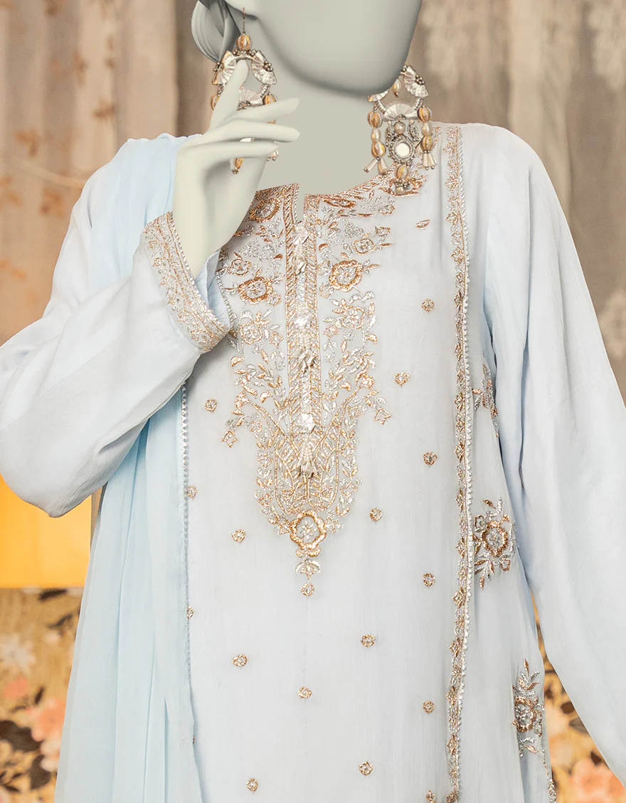 BLUE CHIFFON 3PC STITCHED | JLAWN-S-25-167/S SHI - Image 2