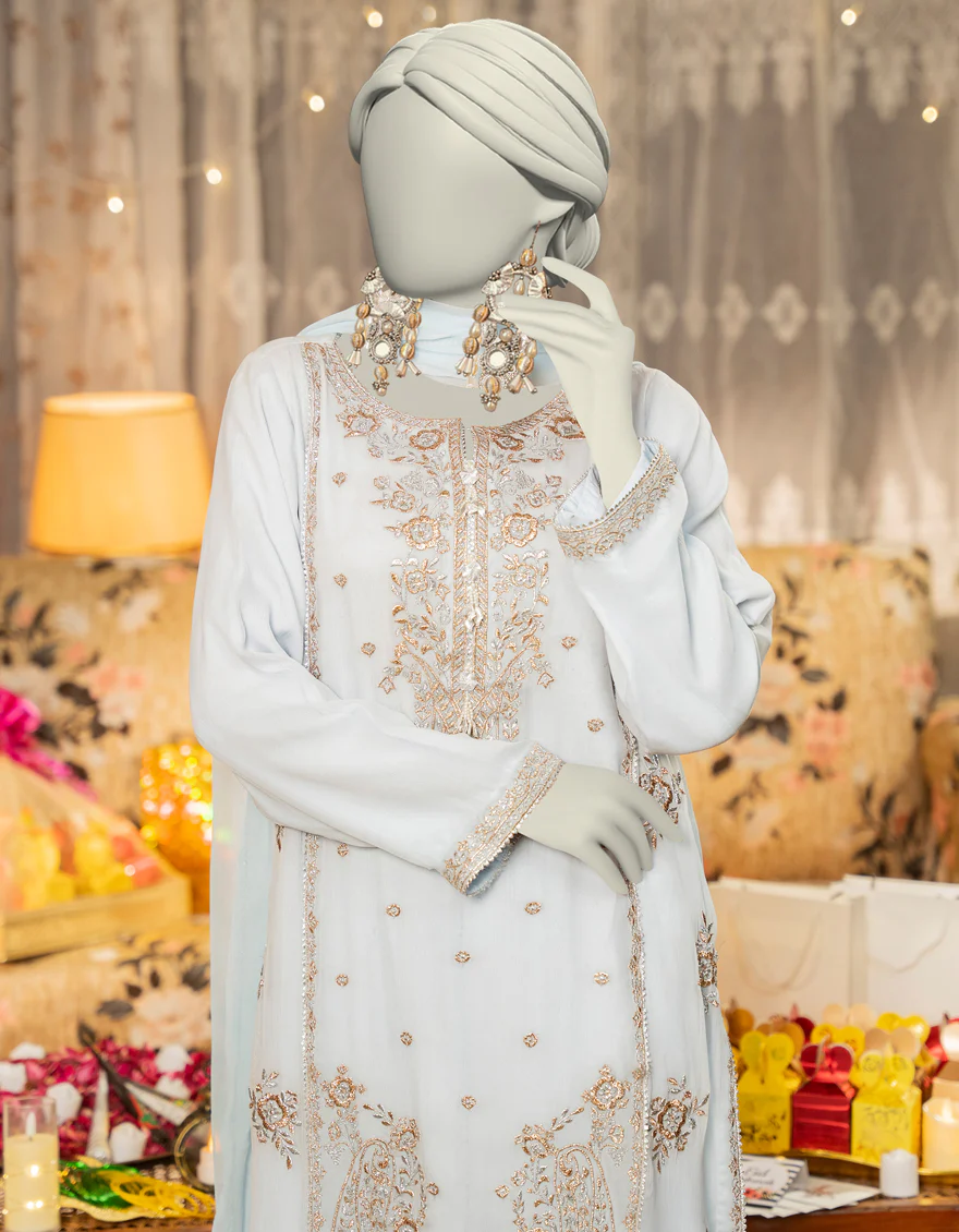 BLUE CHIFFON 3PC STITCHED | JLAWN-S-25-167/S SHI - Image 3