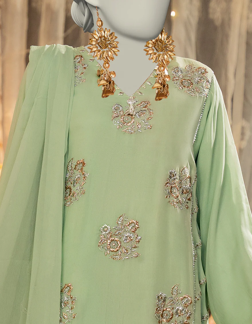 GREEN CHIFFON 3PC STITCHED | JLAWN-S-25-169/S SHI - Image 2