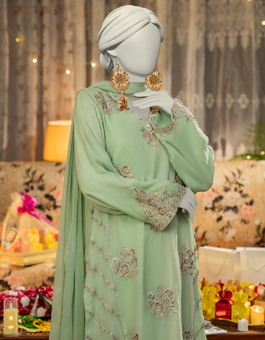 GREEN CHIFFON 3PC STITCHED | JLAWN-S-25-169/S SHI - Image 3