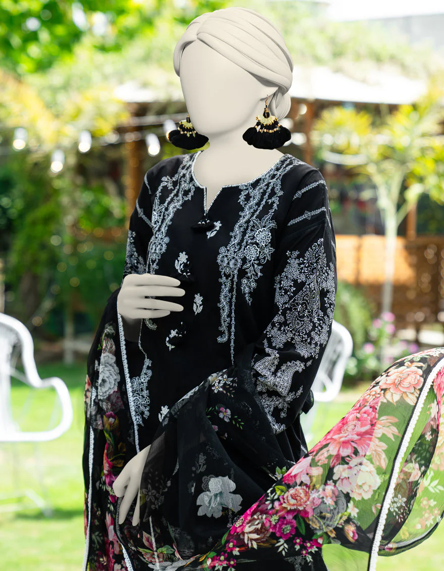 BLACK LAWN 3PC STITCHED | JLAWN-S-25-175/S MON - Image 3