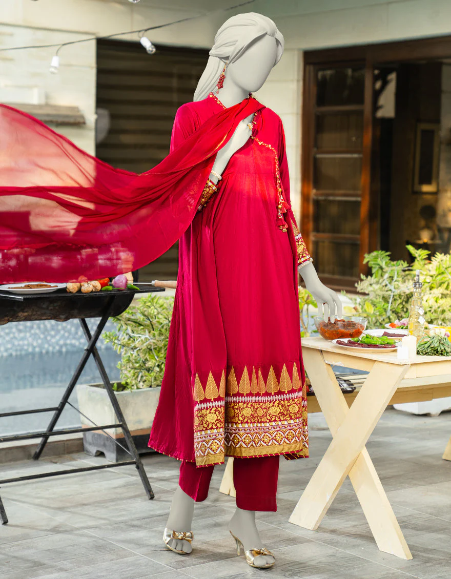 PINK SILK 3PC STITCHED | JLAWN-S-25-180/S SHI - Image 2