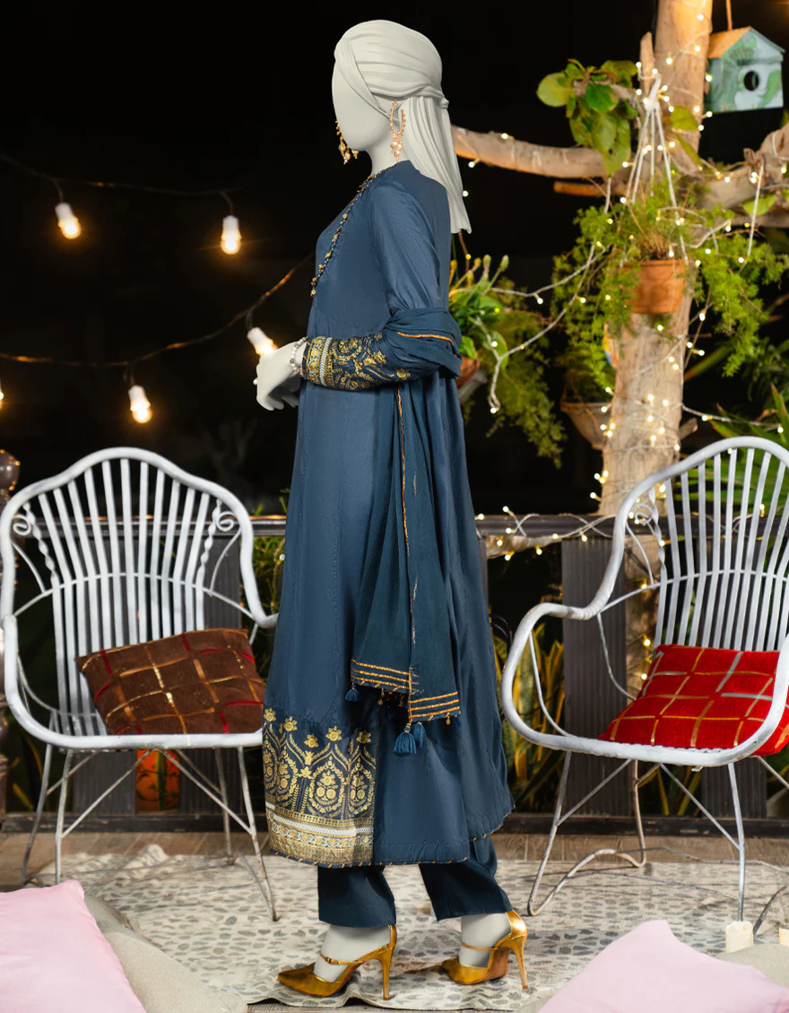 BLUE SILK 3PC STITCHED | JLAWN-S-25-181/S SHI - Image 2