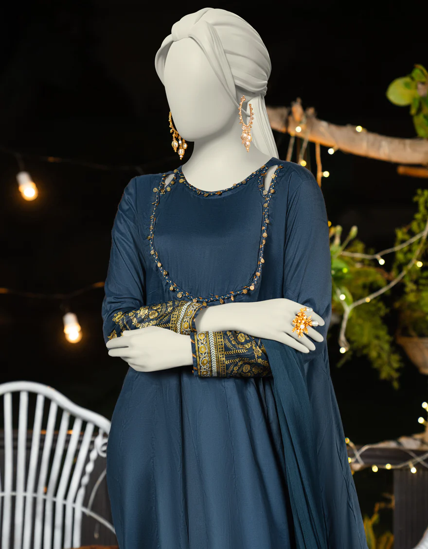 BLUE SILK 3PC STITCHED | JLAWN-S-25-181/S SHI - Image 3