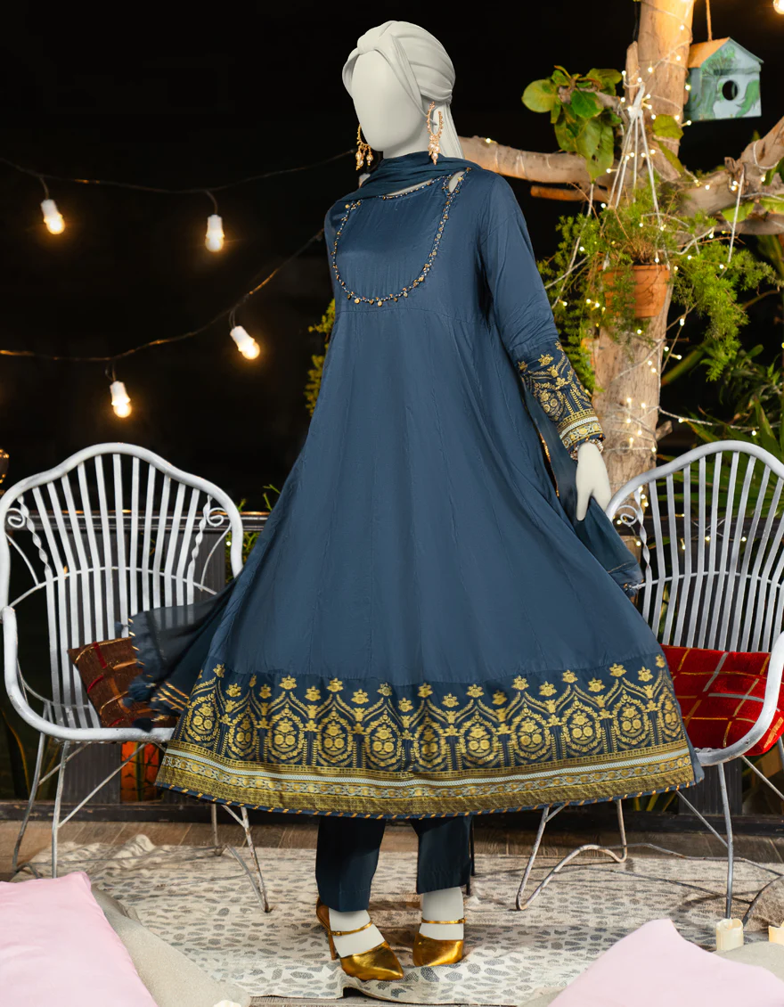 BLUE SILK 3PC STITCHED | JLAWN-S-25-181/S SHI - Image 4