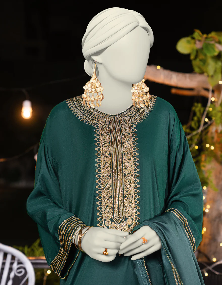 GREEN SILK 3PC STITCHED | JLAWN-S-25-184/S GOT - Image 2