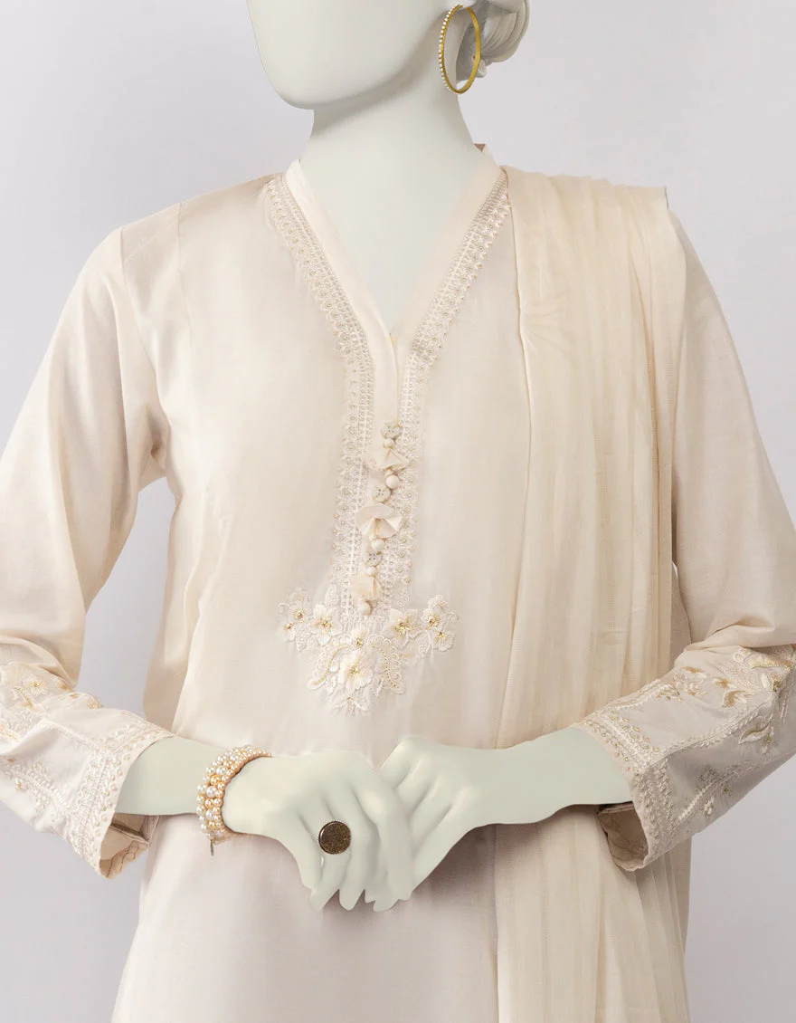 BEIGE LAWN 3PC STITCHED | JLAWN-S-25-189/S TRI - Image 3