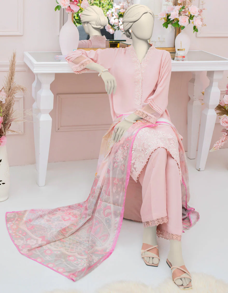 PINK SILK 3PC STITCHED | JLAWN-S-25-190/S MAM - Image 4