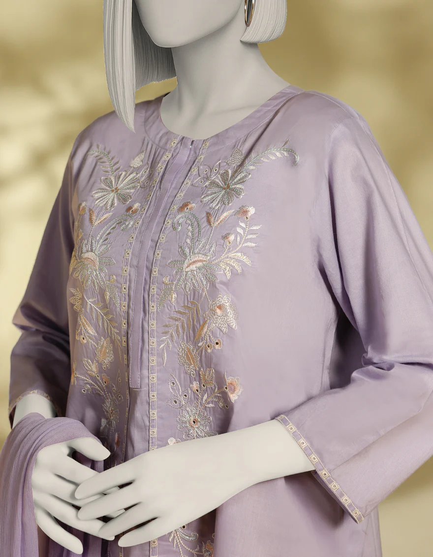 LILAC LAWN 3PC STITCHED | JLAWN-S-25-223/S THREADS OF GRACE-02 - Image 4