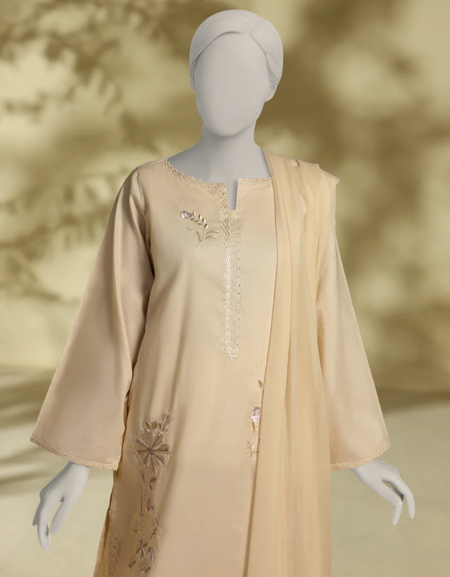 BEIGE LAWN 3PC STITCHED | JLAWN-S-25-224/S THR - Image 4