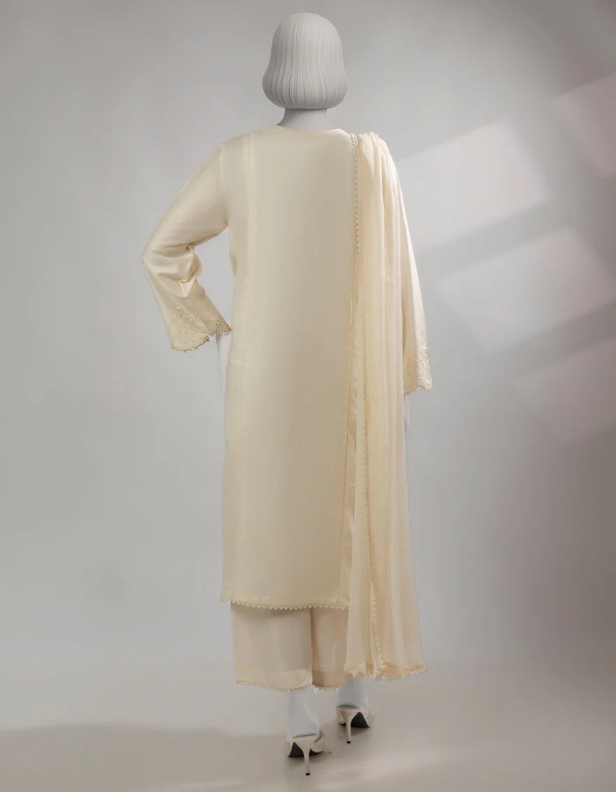 OFF WHITE LAWN 3PC STITCHED | JLAWN-S-25-238/S CHIKENKARI-01 - Image 2