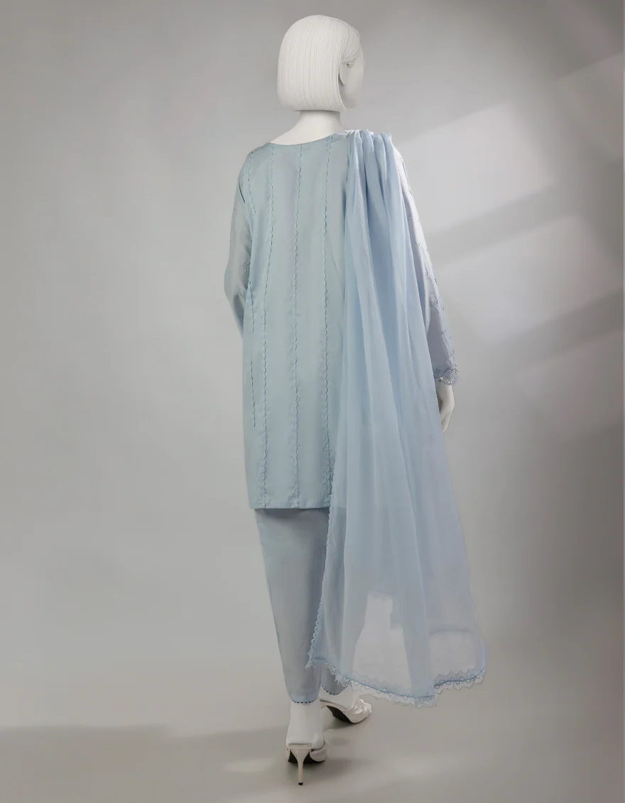 BLUE LAWN 3PC STITCHED | JLAWN-S-25-239/S CHIKENKARI-02 - Image 2