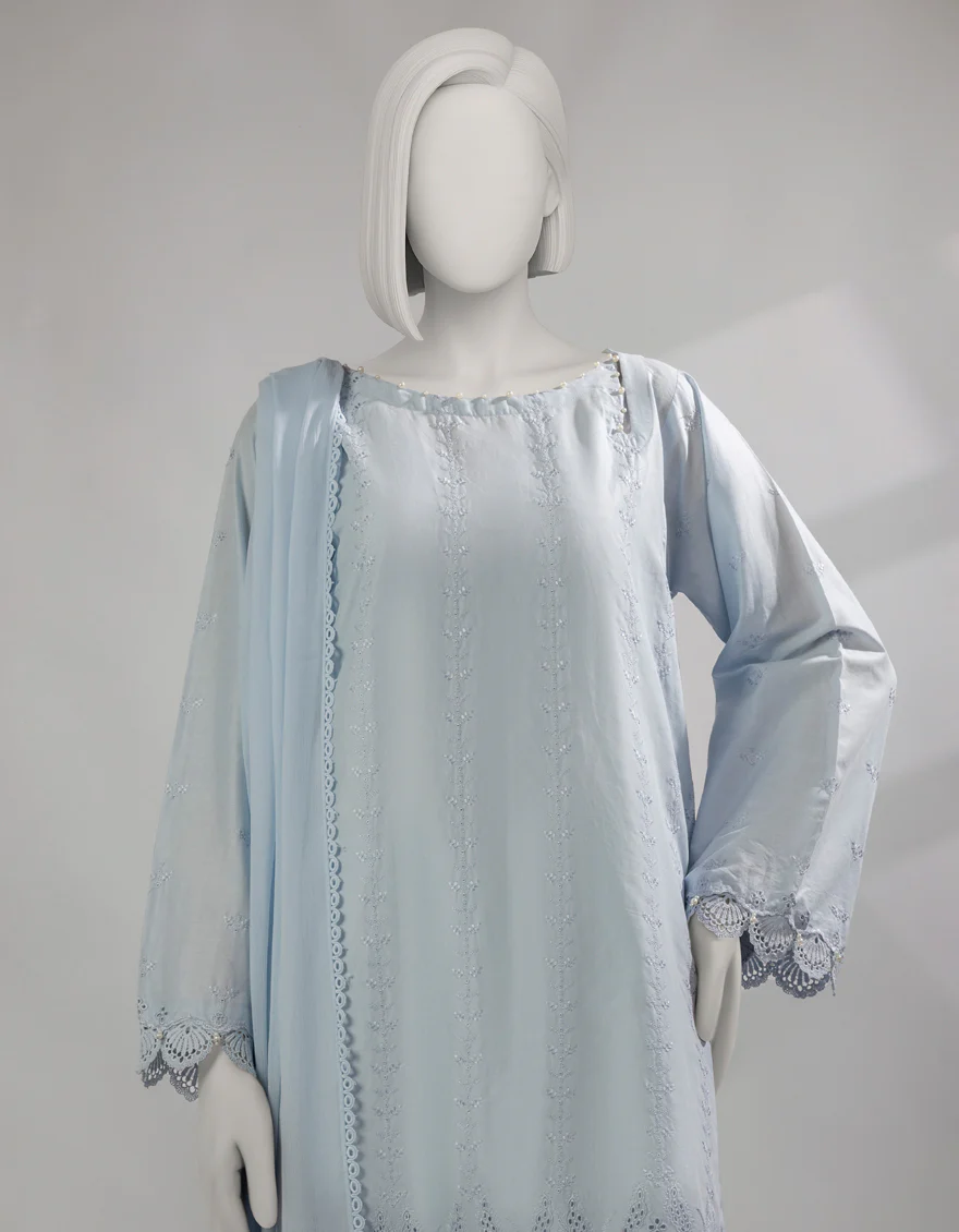 BLUE LAWN 3PC STITCHED | JLAWN-S-25-239/S CHIKENKARI-02 - Image 3