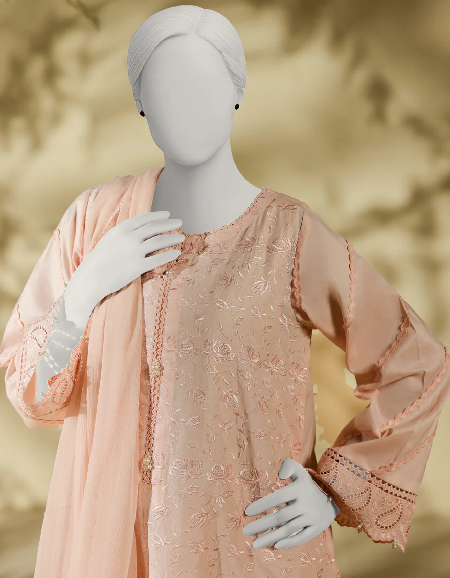 PINK LAWN 3PC STITCHED | JLAWN-S-25-240/S CHIKENKARI-03 - Image 3