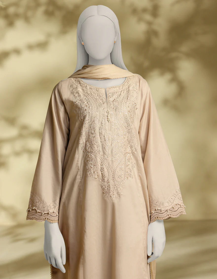 BEIGE LAWN 3PC STITCHED | JLAWN-S-25-241/S CHIKENKARI-04 - Image 3