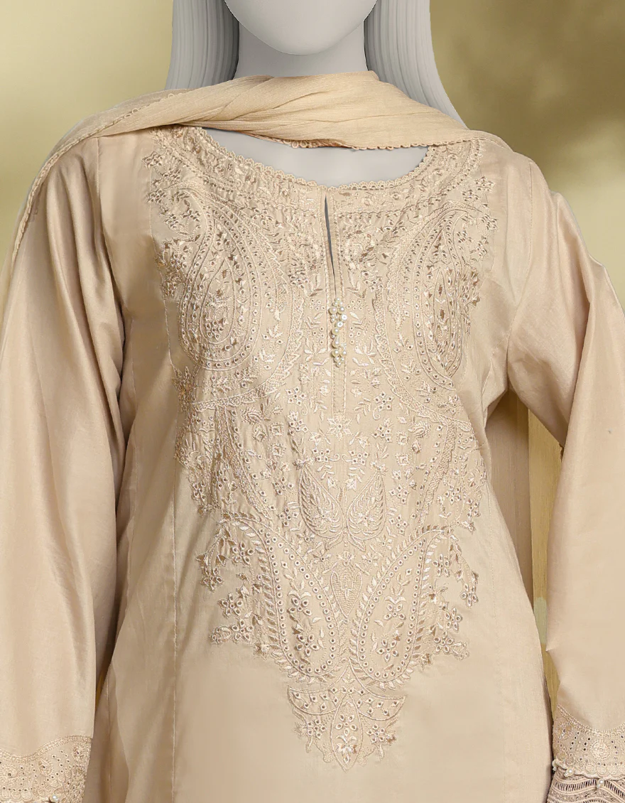 BEIGE LAWN 3PC STITCHED | JLAWN-S-25-241/S CHIKENKARI-04 - Image 4