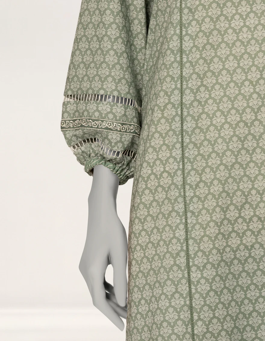 GREEN LIMINAL 3PC STITCHED | JLAWN-S-25-243/S FOLK IMPRESSION-2 - Image 5