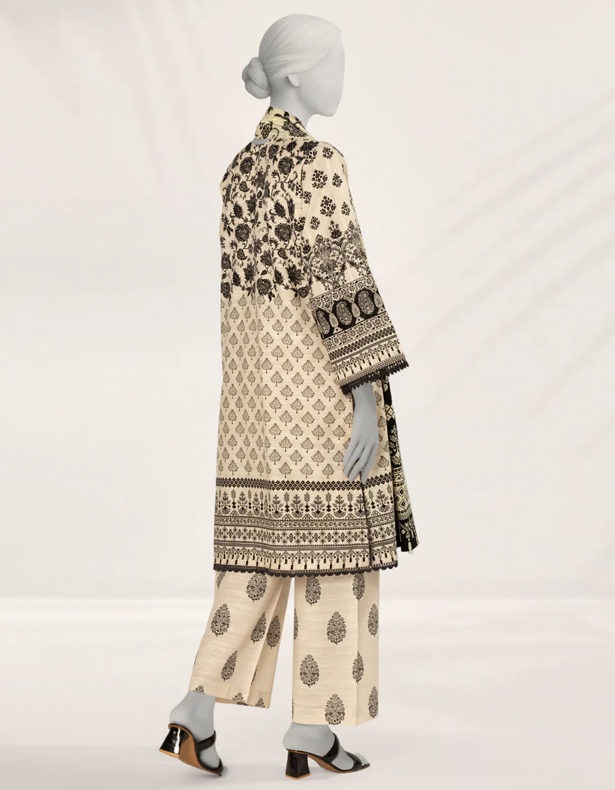OFF WHITE KHADDAR 3PC STITCHED | JLAWN-S-25-246/S MONOCHROME MAGIC-01 - Image 2