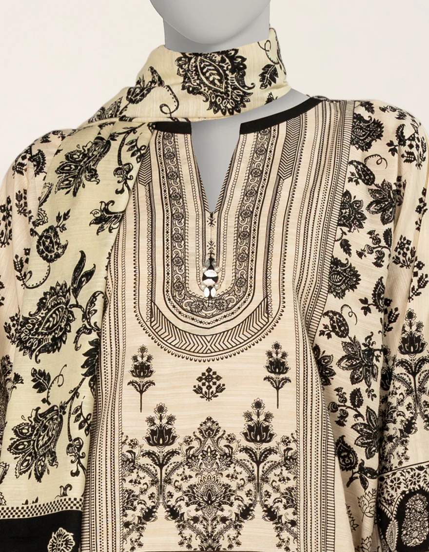 OFF WHITE KHADDAR 3PC STITCHED | JLAWN-S-25-246/S MONOCHROME MAGIC-01 - Image 4