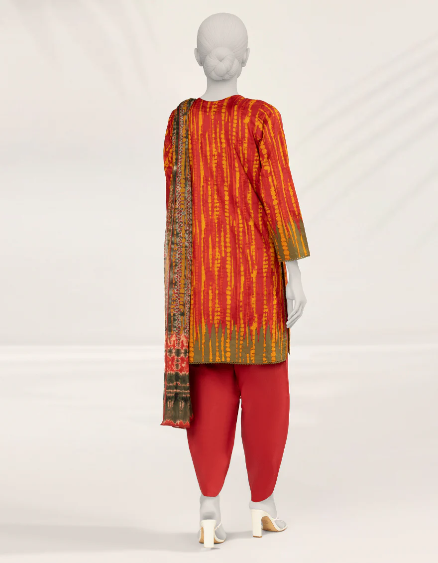 RED LIMINAL 3PC STITCHED | JLAWN-S-25-252/S TIE & DYE-3 - Image 2