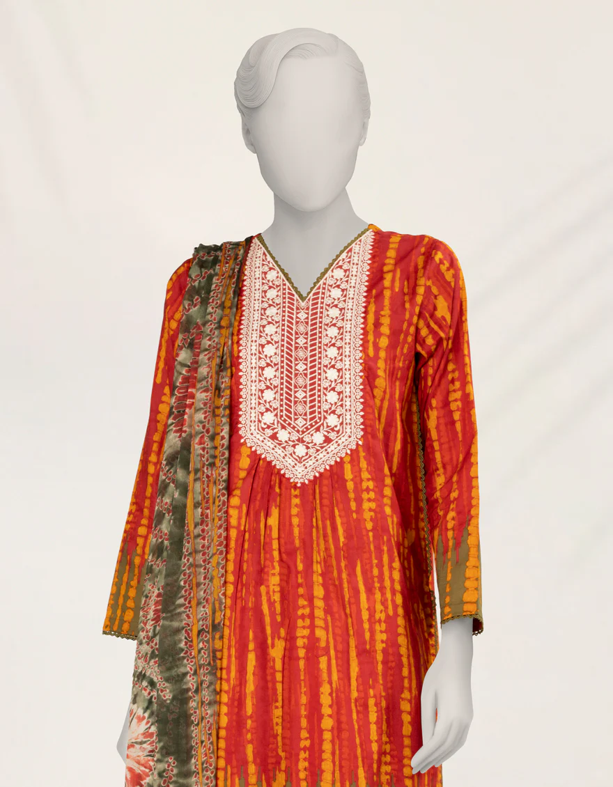 RED LIMINAL 3PC STITCHED | JLAWN-S-25-252/S TIE & DYE-3 - Image 3