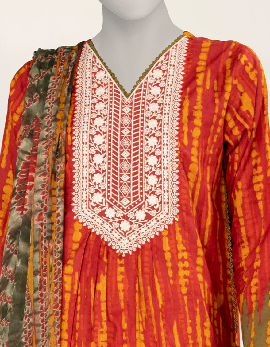 RED LIMINAL 3PC STITCHED | JLAWN-S-25-252/S TIE & DYE-3 - Image 4
