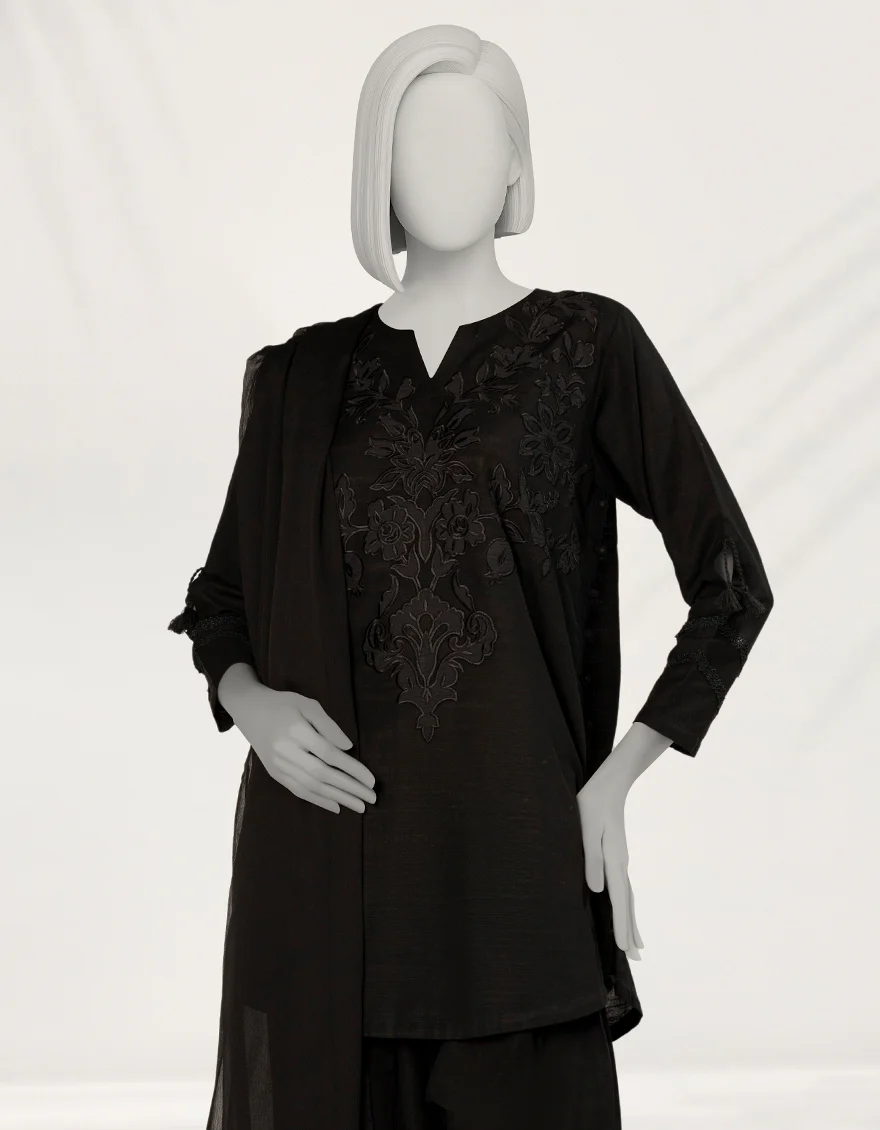 BLACK KHADDAR 3PC STITCHED | JLAWN-S-25-262/S DARK SHADOW-1 - Image 2