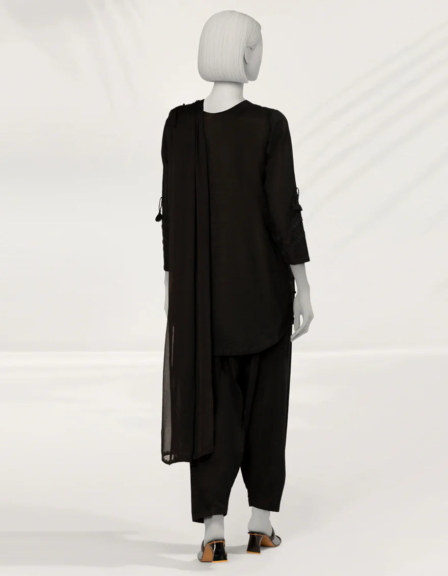 BLACK KHADDAR 3PC STITCHED | JLAWN-S-25-262/S DARK SHADOW-1 - Image 3