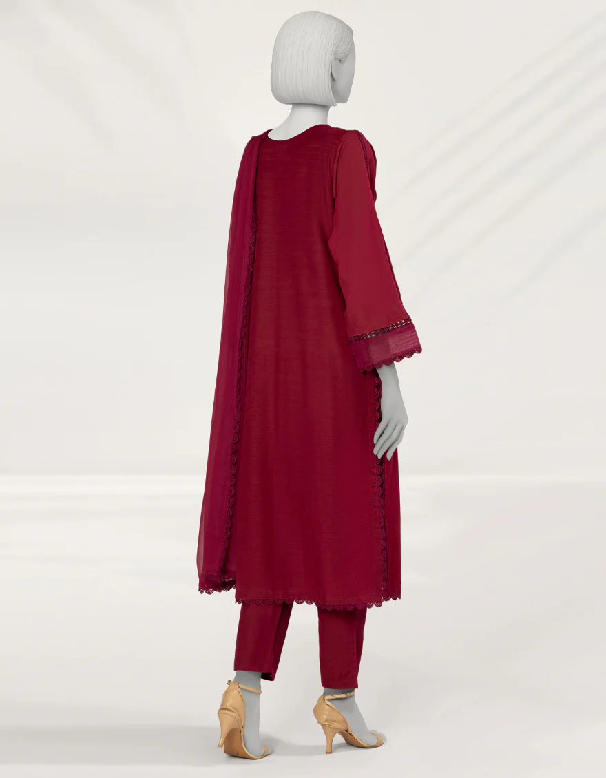 MAGENTA KHADDAR 3PC STITCHED | JLAWN-S-25-263/S DARK SHADOW-2 - Image 4