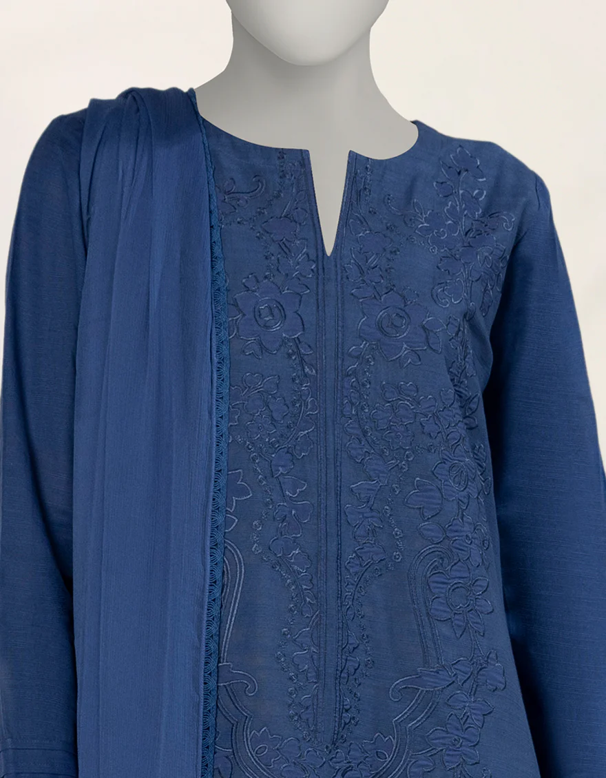 BLUE KHADDAR 3PC STITCHED | JLAWN-S-25-264/S DARK SHADOW-3 - Image 3