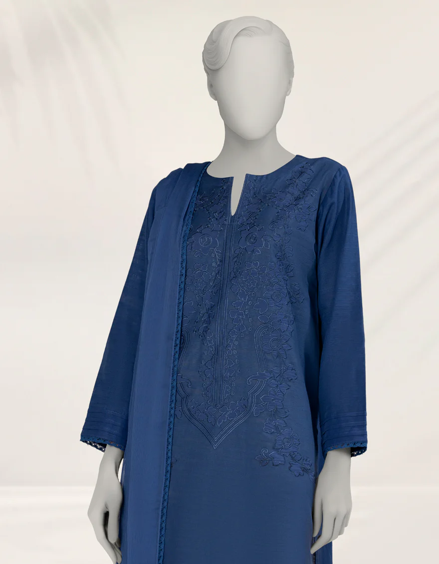 BLUE KHADDAR 3PC STITCHED | JLAWN-S-25-264/S DARK SHADOW-3 - Image 4