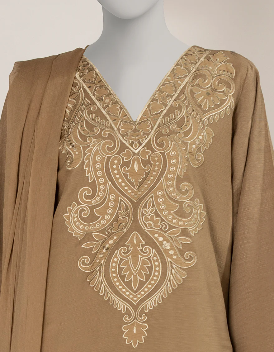 BROWN KHADDAR 3PC STITCHED | JLAWN-S-25-265/S DARK SHADOW-4 - Image 3