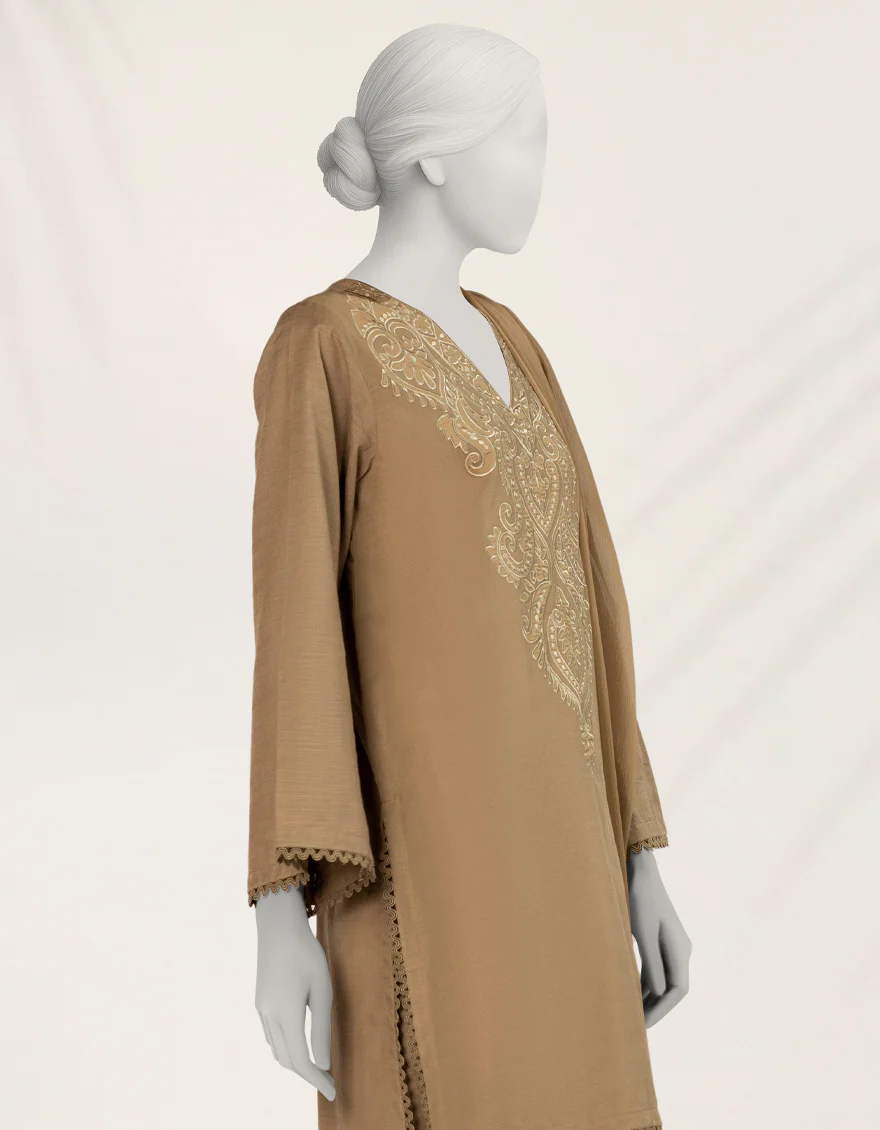 BROWN KHADDAR 3PC STITCHED | JLAWN-S-25-265/S DARK SHADOW-4 - Image 4