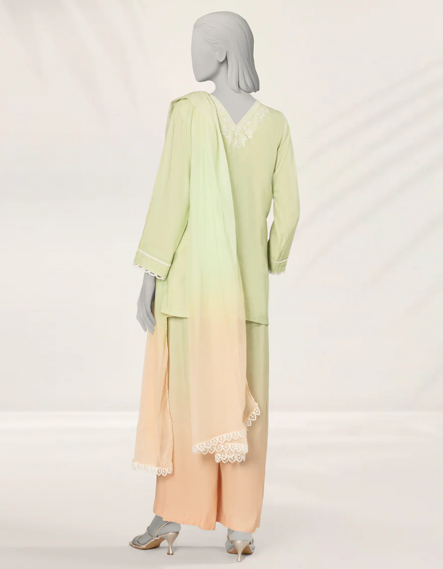 GREEN IMPURE SILK 3PC STITCHED | JLAWN-S-25-266/S DIP DYE-01 - Image 2