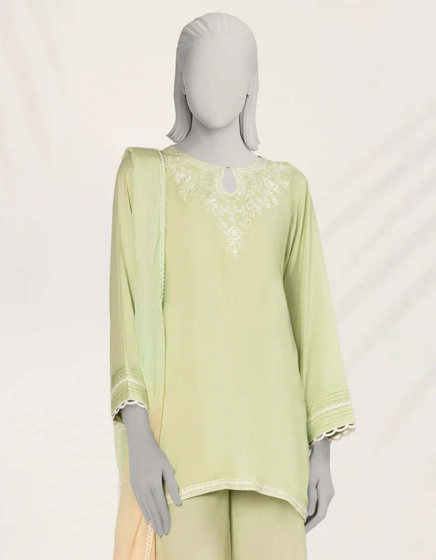 GREEN IMPURE SILK 3PC STITCHED | JLAWN-S-25-266/S DIP DYE-01 - Image 3