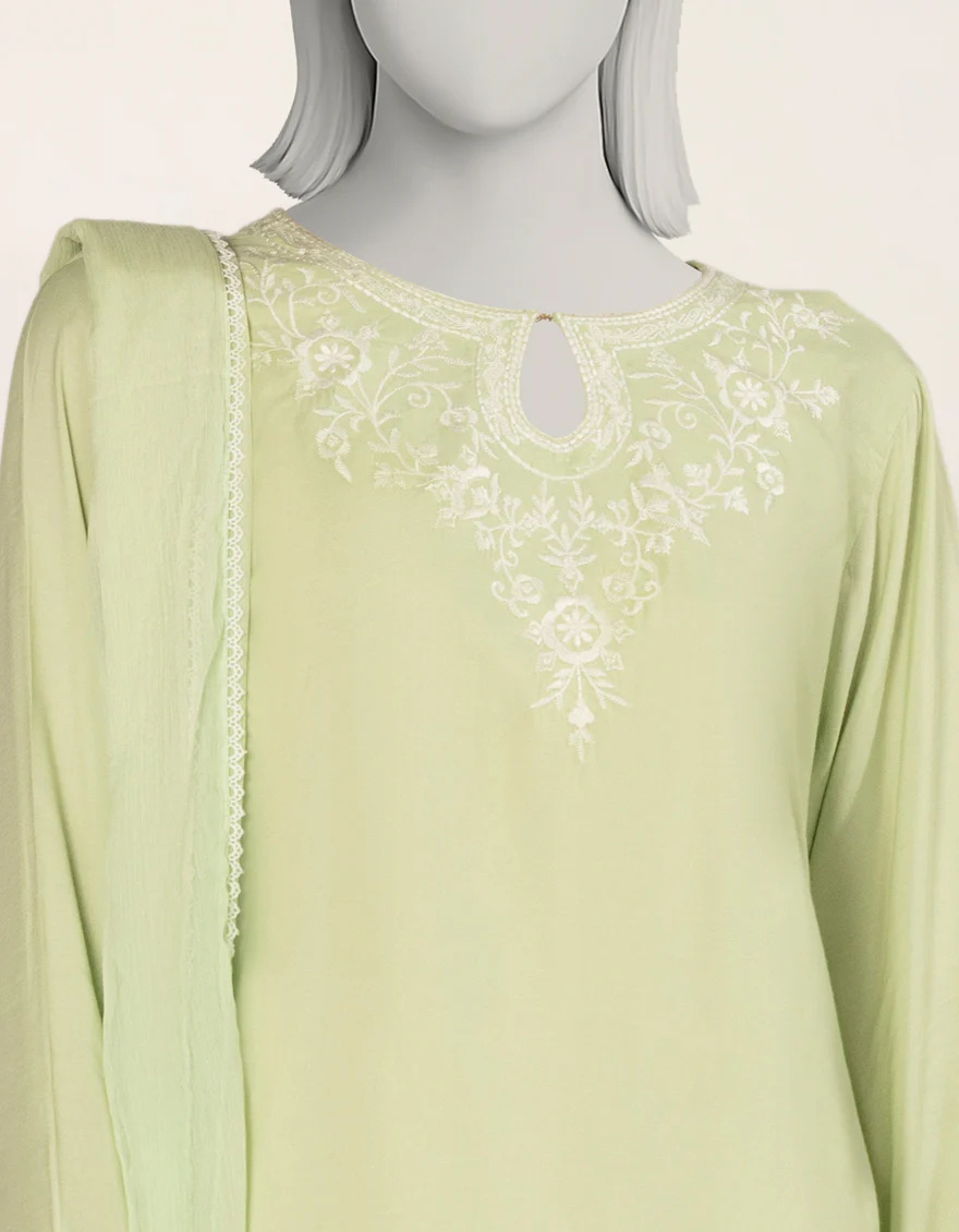 GREEN IMPURE SILK 3PC STITCHED | JLAWN-S-25-266/S DIP DYE-01 - Image 4