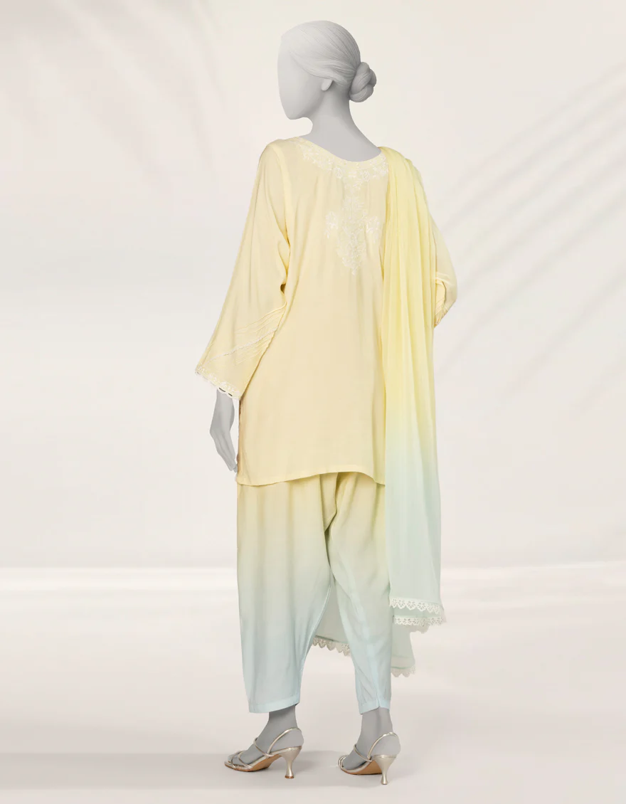 YELLOW IMPURE SILK 3PC STITCHED | JLAWN-S-25-269/S DIP DYE-04 - Image 2