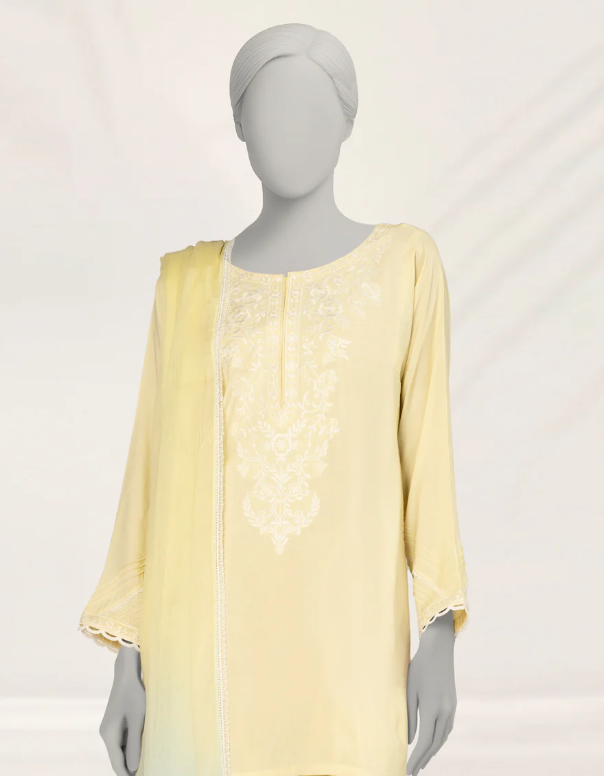 YELLOW IMPURE SILK 3PC STITCHED | JLAWN-S-25-269/S DIP DYE-04 - Image 3